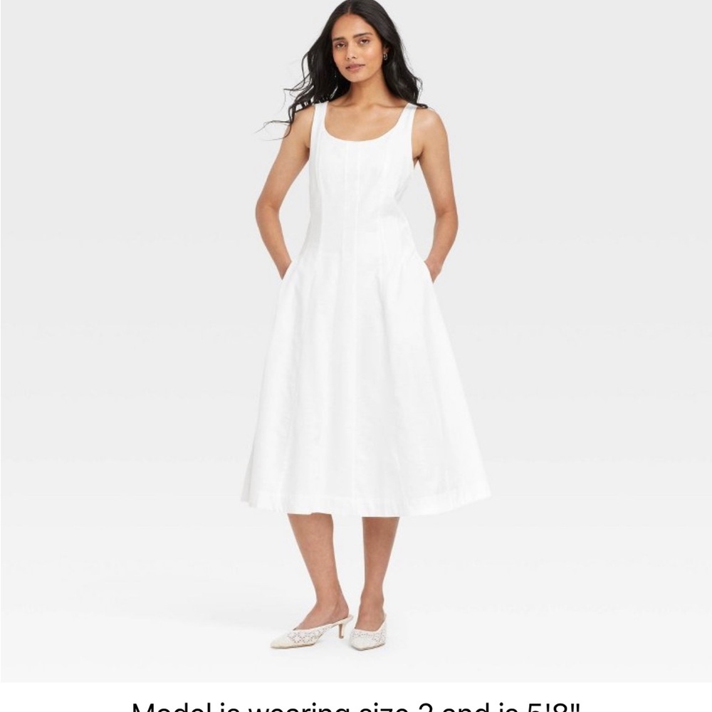 a new day White Midi Summer Dress